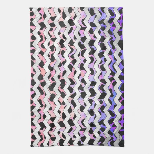 Chevron Pink en Black Dalmation Theedoek (Verticaal)