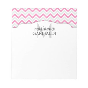 Chevron Pink en Modern Personalized Notitieblok