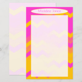 Chevron Pink en Oranje schrijfbenodigdheden voor h