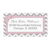 Chevron Pink Polka-dot Bow Baby Étiquette (Devant)