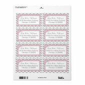 Chevron Pink Polka-dot Bow Baby Étiquette (Feuille entière)