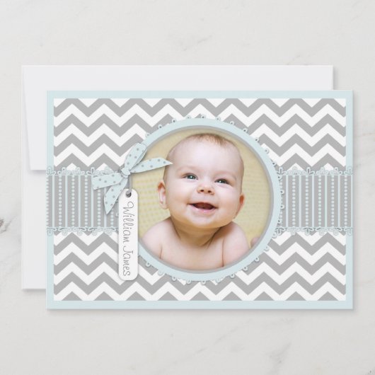 Chevron Print Birth Announding Fotokaart A7-BL Aankondiging (Voorkant)