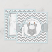 Chevron Print & Bow Cravate Baptism Invitation SQ- (Devant / Derrière)