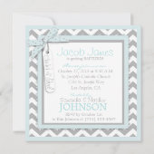 Chevron Print & Bow Cravate Baptism Invitation SQ- (Dos)
