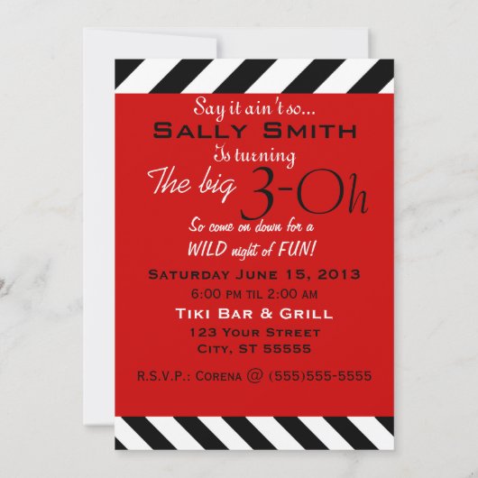 Chevron Print Dirty 30 Invitations (Dos)
