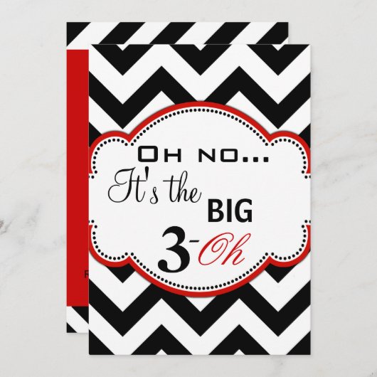 Chevron Print Dirty 30 Invitations (Devant / Derrière)