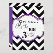 Chevron Print Dirty 30 Invitations Purple (Devant / Derrière)