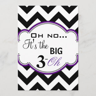 Chevron Print Dirty 30 Invitations Purple