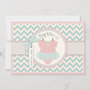 Chevron Print en Tutu Baptism Invitation SQ-PKGY2 Kaart