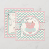 Chevron Print et Tutu Baptism Invitation (Devant / Derrière)