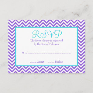 Chevron Purple Turquoise Blue Bat mitzvah RSVP