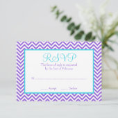 Chevron Purple Turquoise Blue Bat mitzvah RSVP (Debout devant)