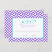 Chevron Purple Turquoise Blue Bat mitzvah RSVP (Devant / Derrière)