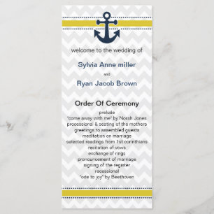 chevron rayures, ancre, programme de mariage nauti