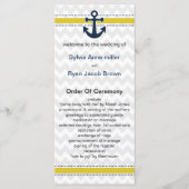chevron rayures, ancre, programme de mariage nauti (Devant)