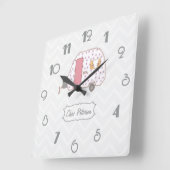 Chevron Retro  Caravan Design Vierkante Klok (Hoek)