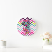 Chevron Retro Groovy Owl Ronde Klok (Huis)