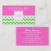Chevron rose blanc vert : Carte de visite de (Devant / Derrière)