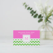 Chevron rose blanc vert : Carte de visite de (Debout devant)