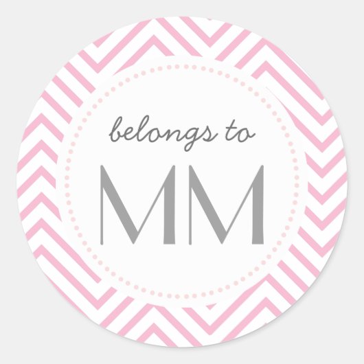 Chevron rose monogrammé - Étiquettes do-it-yoursel (Devant)
