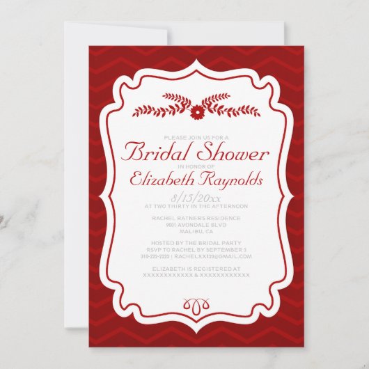 Chevron rouge barre des invitations de Fête de la (Devant)
