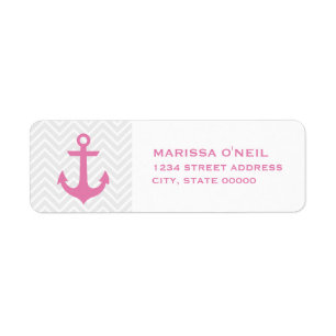 Chevron & Roze Nautical Return Address Labels