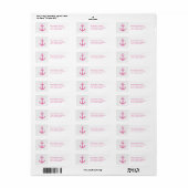Chevron & roze nautische retour adreslabels etiket (Full Sheet)