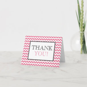 Chevron Roze & Witte Bedankkaart
