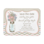 Chevron Rustic Chic Mason Jar Save the Date Magneet (Horizontaal)