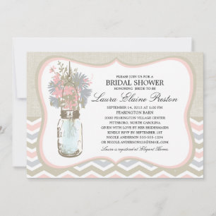 Chevron Rustic Chic Mason Jar Vrijgezellenfeest Kaart