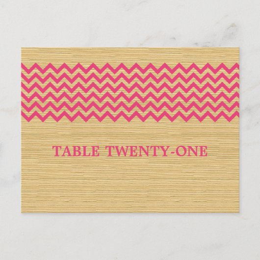 Chevron Rustique rose Numéro de table Carte postal (Devant)