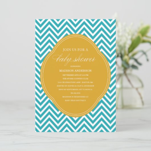 CHEVRON SHOWER | BABY SHOWER INVITATIONS KAART (Staand voorkant)