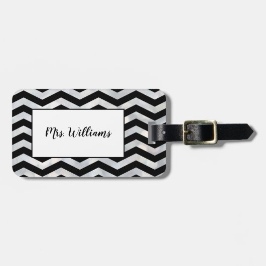 Chevron Silver Mrs. Bagagelabel (Voorkant horizontaal)