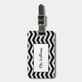 Chevron Silver Mrs. Bagagelabel (Voorkant verticaal)