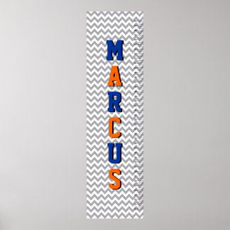 Chevron Six Letter Name Growth Chart Poster