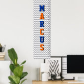 Chevron Six Letter Name Growth Chart Poster (Thuiskantoor)