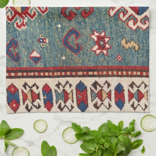 Chevron Stars : 19e eeuw kleurrijk staal blauw Theedoek (Gevouwen)