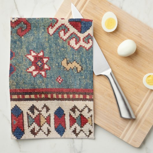 Chevron Stars : 19e eeuw kleurrijk staal blauw Theedoek (Quarter Fold)