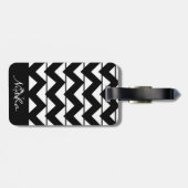 Chevron Streep Monogram Naam Bagagelabel (Achterkant horizontaal)