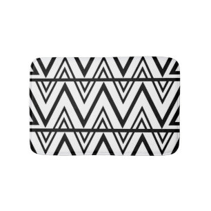 Chevron Streep Zwart en Wit Chevron Streep Badmat