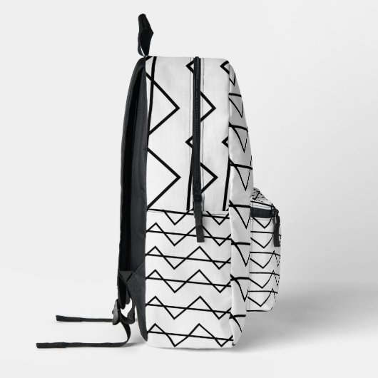 Chevron Stripe Black en White Geometric Pattern Bedrukte Rugzak (Links)