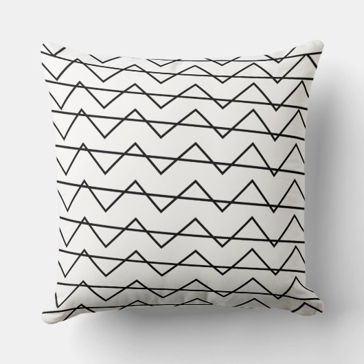 Chevron Stripe Black en White Geometric Pattern Kussen (Achterkant)