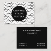 Chevron Stripe Black en White Geometric Pattern Visitekaartje (Voorkant / Achterkant)