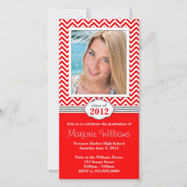 Chevron Stripe Graduation Invitation Classe de 201 (Devant)