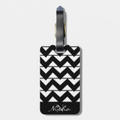Chevron Stripe Monogram Naam Bagagelabel (Achterkant verticaal)