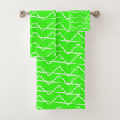 Chevron Stripe Neon Green White Geometric Pattern Bad Handdoek (Insitu)