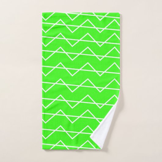 Chevron Stripe Neon Green White Geometric Pattern Bad Handdoek (Handdoek)