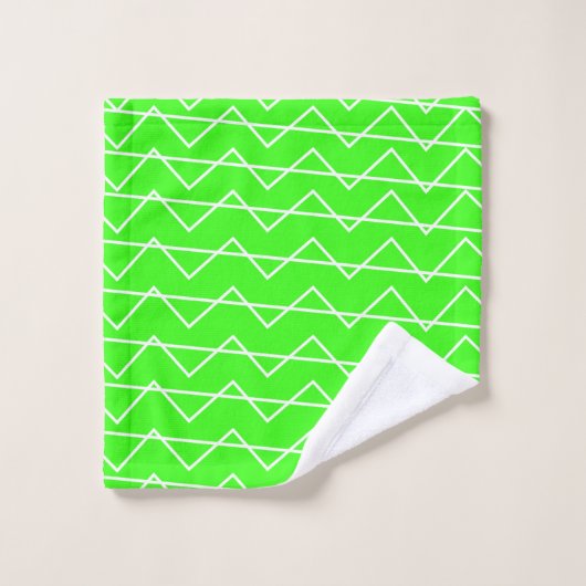 Chevron Stripe Neon Green White Geometric Pattern Bad Handdoek (Wasdoekje)