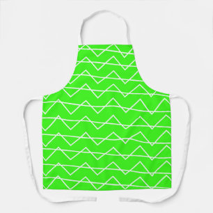 Chevron Stripe Neon Groen Wit Geometrisch Schort
