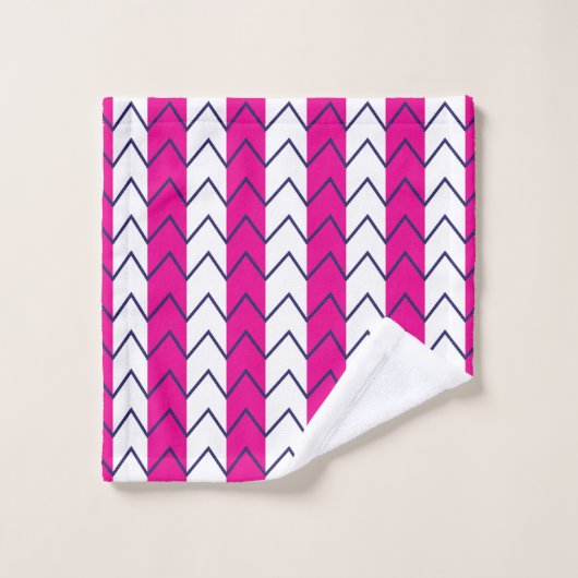 Chevron Stripe Roze en White Geometric Pattern Bad Handdoek (Wasdoekje)